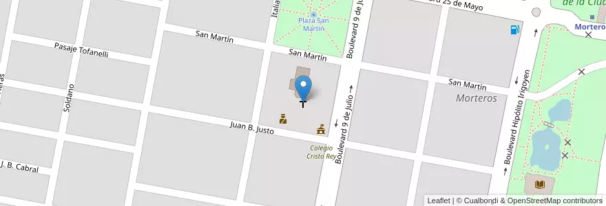 Mapa de ubicacion de Salón Parroquial en آرژانتین, Córdoba, Departamento San Justo, Pedanía Libertad, Municipio De Morteros, Morteros.