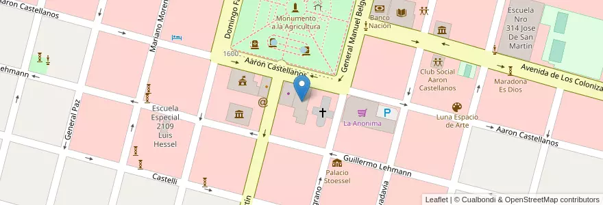 Mapa de ubicacion de Salon Parroquial en آرژانتین, سانتافه, Departamento Las Colonias, Municipio De Esperanza, Esperanza.