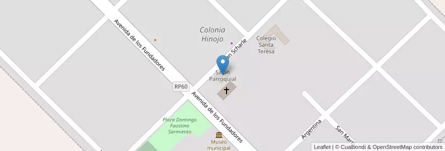 Mapa de ubicacion de Salón Parroquial en アルゼンチン, ブエノスアイレス州, Partido De Olavarría, Colonia Hinojo.