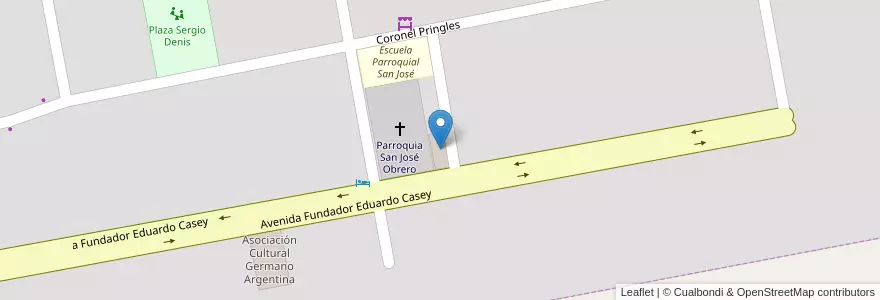 Mapa de ubicacion de Salón Parroquial San José en الأرجنتين, بوينس آيرس, Partido De Coronel Suárez, San José.