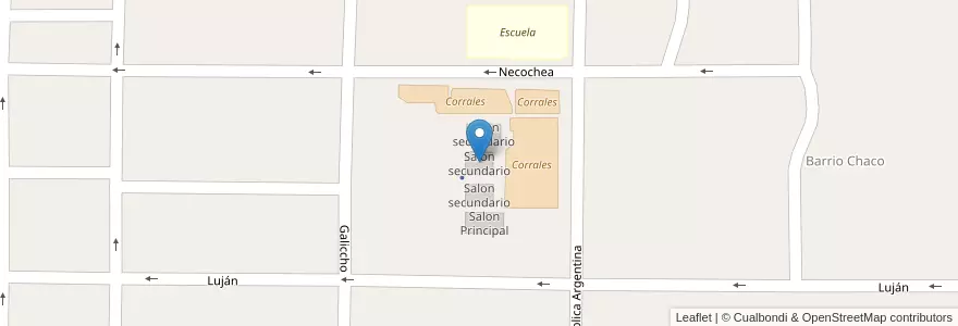 Mapa de ubicacion de Salon secundario en 阿根廷, 恩特雷里奥斯省, Departamento Villaguay, Distrito Lucas Al Sud, Villaguay.