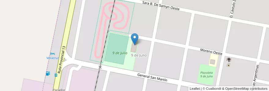 Mapa de ubicacion de Salón Social Club 9 de Julio en 아르헨티나, Santa Fe, Departamento Castellanos, Municipio De Humberto Primo, Humberto Primo.