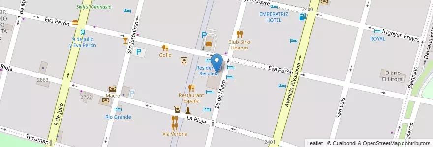 Mapa de ubicacion de Salones Linea Verde en 阿根廷, Santa Fe, Departamento La Capital, Santa Fe Capital, Santa Fe.