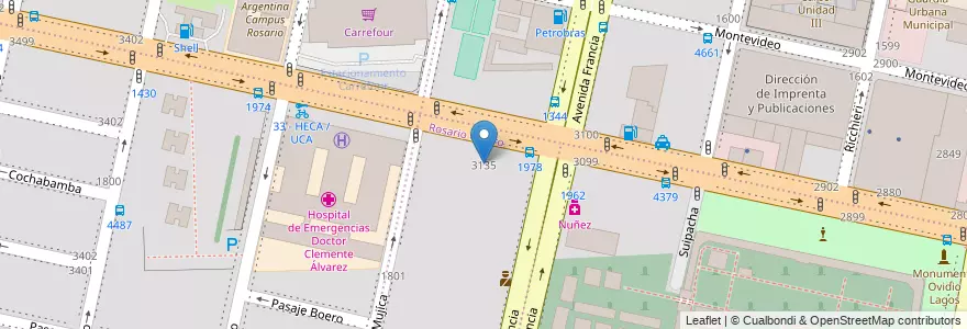 Mapa de ubicacion de Salones Stylo en الأرجنتين, سانتا في, Departamento Rosario, Municipio De Rosario, روساريو.