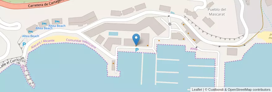 Mapa de ubicacion de Saltea en Spanien, Valencianische Gemeinschaft, Alicante, La Marina Baixa, Altea.