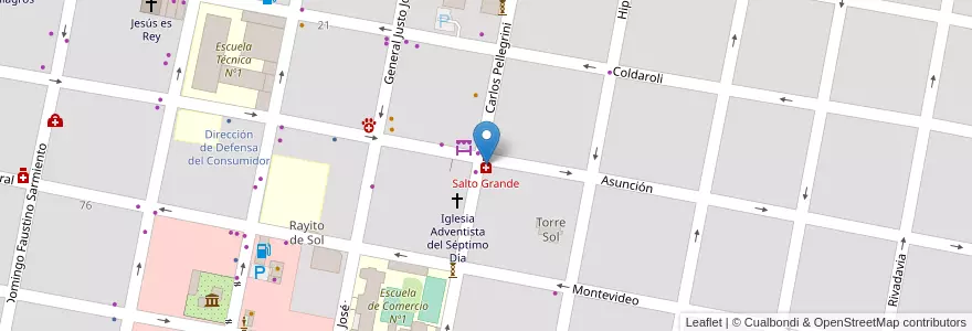 Mapa de ubicacion de Salto Grande en Arjantin, Entre Ríos, Departamento Concordia, Distrito Suburbios, Concordia, Concordia.