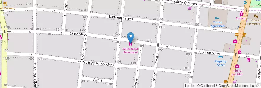 Mapa de ubicacion de Salud Bucal Amengual en Аргентина, Чили, Мендоса, Godoy Cruz, Departamento Godoy Cruz, Distrito Ciudad De Godoy Cruz.