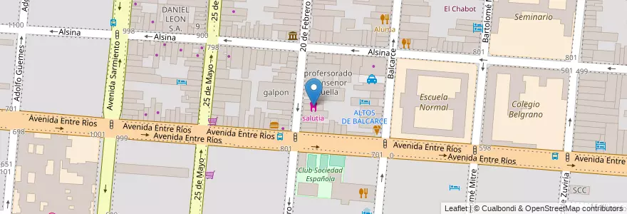 Mapa de ubicacion de salutia en 아르헨티나, Salta, Capital, Municipio De Salta, Salta.