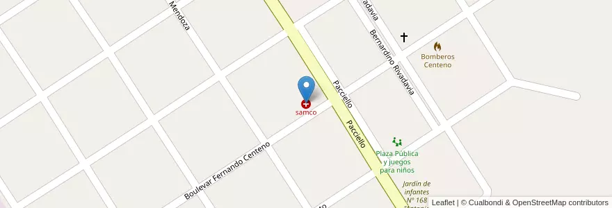 Mapa de ubicacion de samco en Argentinië, Santa Fe, Departamento San Jerónimo, Municipio De Centeno.