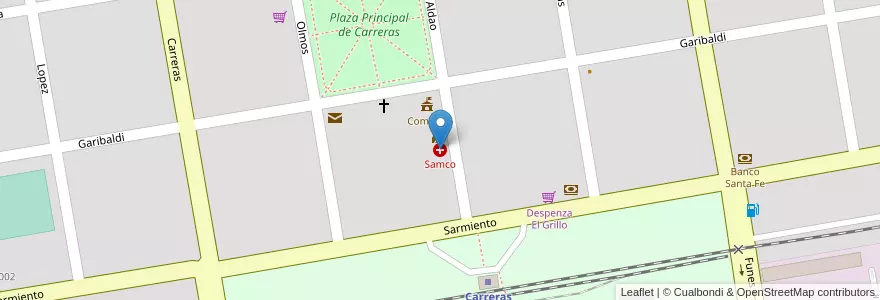 Mapa de ubicacion de Samco en Arjantin, Santa Fe, Departamento General López, Municipio De Carreras.