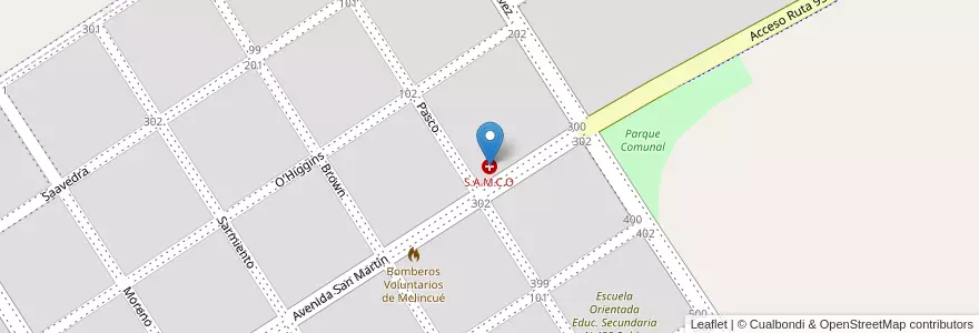 Mapa de ubicacion de S.A.M.C.O en Argentinien, Santa Fe, Departamento General López, Municipio De Melincué, Melincué.