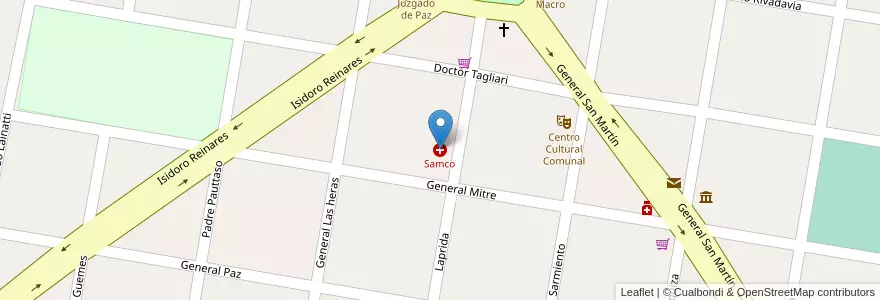 Mapa de ubicacion de Samco en الأرجنتين, سانتا في, إدارة العاصمة, Municipio De Llambi Campbell, Llambí Campbell.