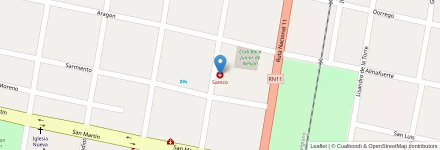 Mapa de ubicacion de Samco en Arjantin, Santa Fe, Departamento La Capital, Municipio De Nelson, Nelson.