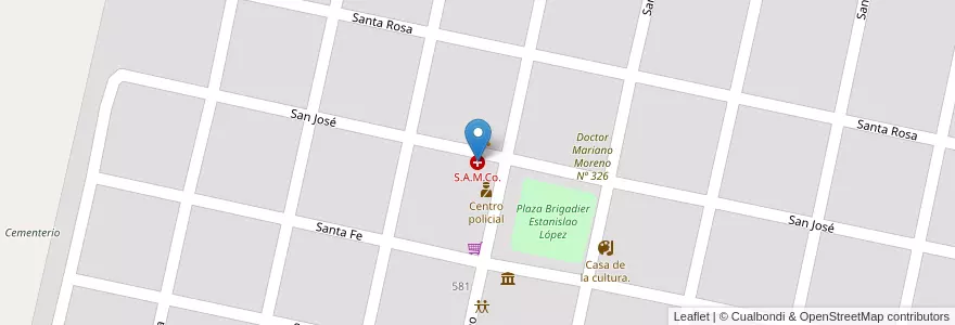 Mapa de ubicacion de S.A.M.Co. en آرژانتین, سانتافه, Departamento Las Colonias, Municipio De San Jerónimo Del Sauce, San Jerónimo Del Sauce.