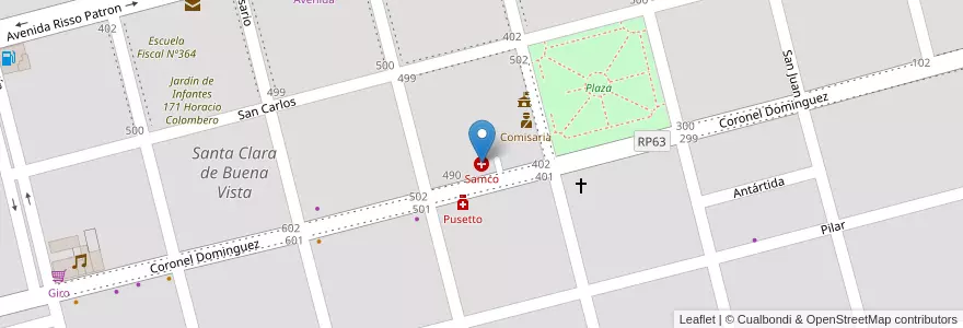 Mapa de ubicacion de Samco en アルゼンチン, サンタフェ州, Departamento Las Colonias, Municipio De Santa Clara De Buena Vista.