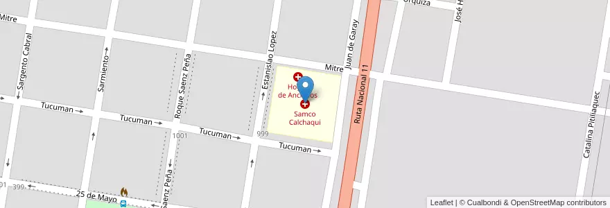 Mapa de ubicacion de Samco Calchaqui en الأرجنتين, سانتا في, Departamento Vera, Municipio De Calchaquí.