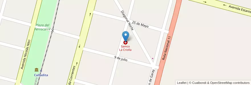 Mapa de ubicacion de Samco La Criolla en Argentinien, Santa Fe, Departamento San Justo, Municipio De La Criolla.