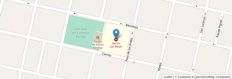 Mapa de ubicacion de Samco Las Rosas en 아르헨티나, Santa Fe, Departamento Belgrano, Municipio De Las Rosas.