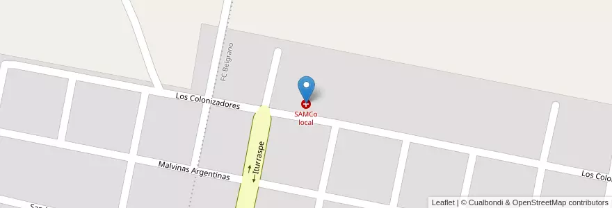 Mapa de ubicacion de SAMCo local en Arjantin, Santa Fe, Departamento Las Colonias, Municipio De La Pelada.