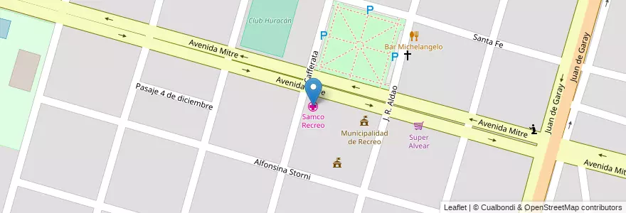 Mapa de ubicacion de Samco Recreo en Argentinië, Santa Fe, Departamento La Capital, Municipio De Recreo.