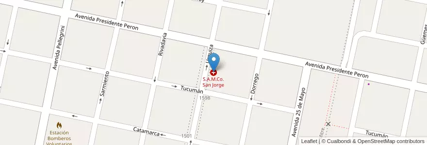 Mapa de ubicacion de S.A.M.Co. San Jorge en Аргентина, Санта-Фе, Departamento San Martín, Municipio De San Jorge.