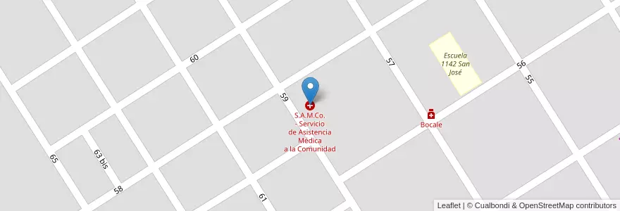 Mapa de ubicacion de S.A.M.Co. - Servicio de Asistencia Médica a la Comunidad en الأرجنتين, سانتا في, Departamento General López, Municipio De Villa Cañás, Villa Cañás.