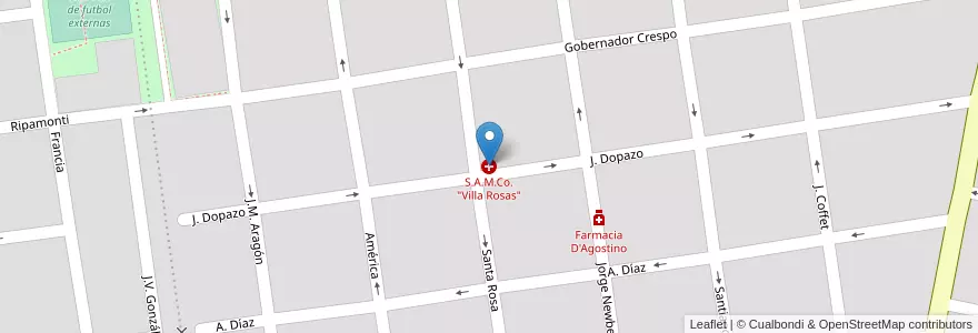 Mapa de ubicacion de S.A.M.Co. "Villa Rosas" en Argentina, Santa Fe, Departamento Castellanos, Municipio De Rafaela.