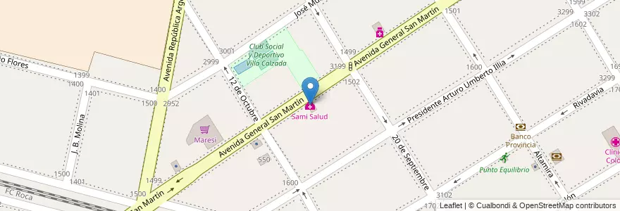 Mapa de ubicacion de Sami Salud en Arjantin, Buenos Aires, Partido De Almirante Brown, Rafael Calzada.