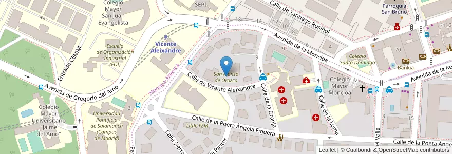 Mapa de ubicacion de San Alonso de Orozco en Sepanyol, Comunidad De Madrid, Comunidad De Madrid, Área Metropolitana De Madrid Y Corredor Del Henares, Madrid.