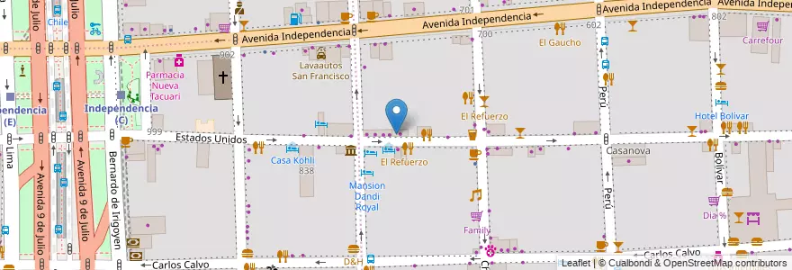 Mapa de ubicacion de San Andrés, San Telmo en 阿根廷, Ciudad Autónoma De Buenos Aires, Comuna 1, 布宜诺斯艾利斯.