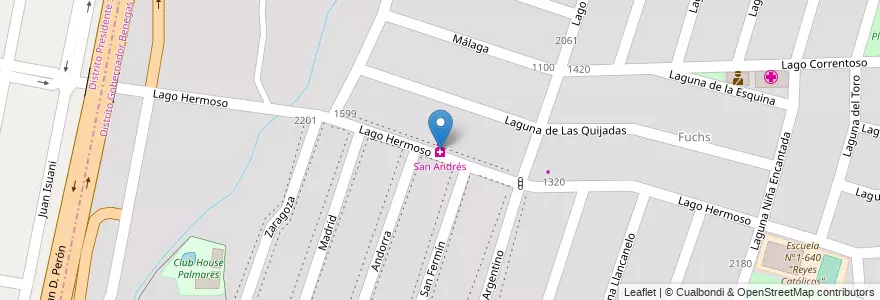 Mapa de ubicacion de San Andrés en Arjantin, Şili, Mendoza, Godoy Cruz, Departamento Godoy Cruz, Distrito Gobernador Benegas.