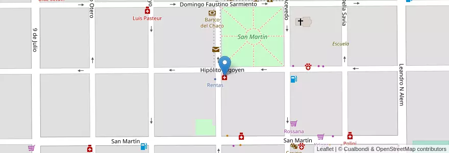Mapa de ubicacion de San Antonio en 아르헨티나, Chaco, Departamento Fray Justo Santa María De Oro, Municipio De Santa Sylvina, Santa Sylvina.