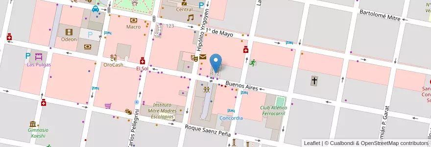 Mapa de ubicacion de San Antonio Plaza en アルゼンチン, エントレ・リオス州, Departamento Concordia, Distrito Suburbios, Concordia, Concordia.