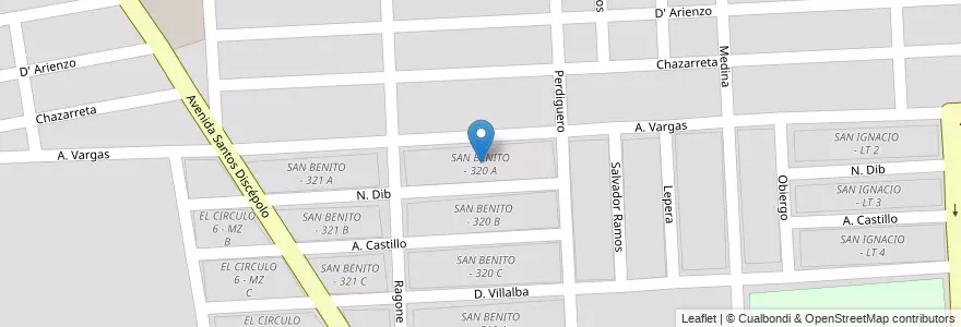 Mapa de ubicacion de SAN BENITO - 320 A en Аргентина, Сальта, Capital, Municipio De Salta, Salta.