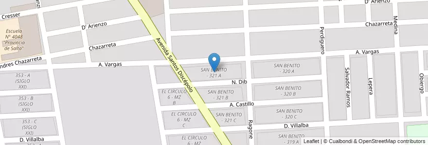 Mapa de ubicacion de SAN BENITO - 321 A en Argentinien, Salta, Capital, Municipio De Salta, Salta.