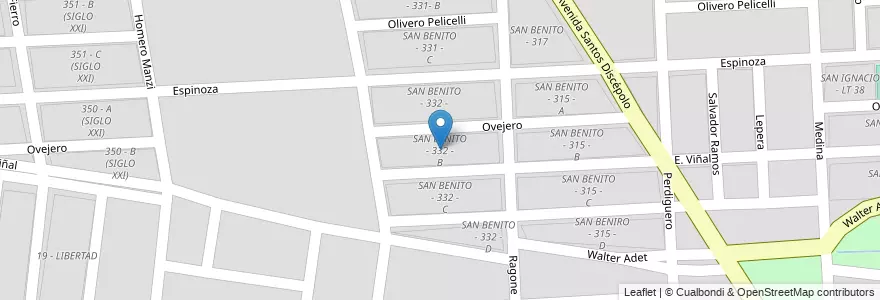 Mapa de ubicacion de SAN BENITO - 332 - B en Arjantin, Salta, Capital, Municipio De Salta, Salta.