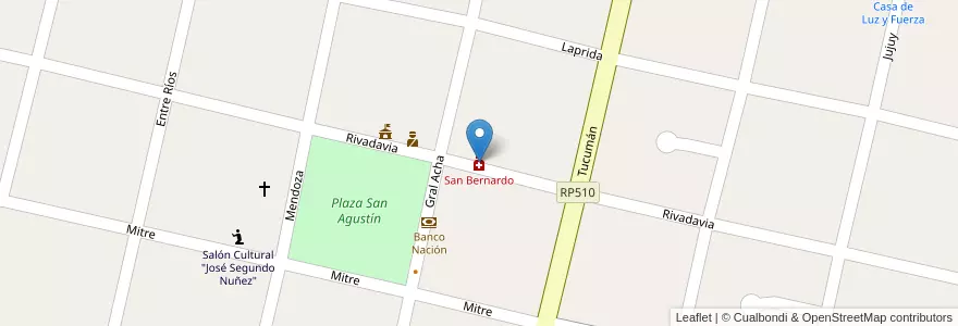 Mapa de ubicacion de San Bernardo en アルゼンチン, サンフアン州, Valle Fértil.