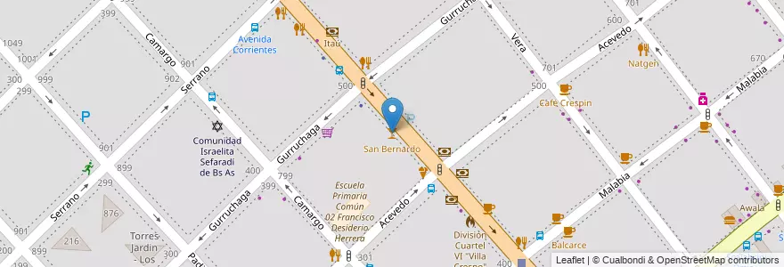 Mapa de ubicacion de San Bernardo, Villa Crespo en آرژانتین, Ciudad Autónoma De Buenos Aires, Buenos Aires, Comuna 15.