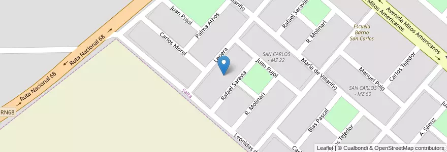 Mapa de ubicacion de SAN CARLOS - 25 en アルゼンチン, サルタ州, Capital, Municipio De Salta, Salta.