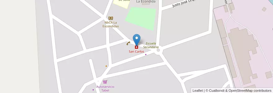 Mapa de ubicacion de San Carlos en Arjantin, Chaco, Departamento General Dónovan, Municipio De La Escondida, La Escondida.