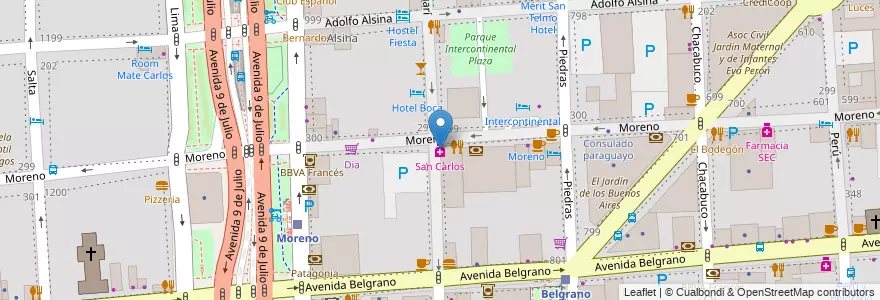 Mapa de ubicacion de San Carlos, Montserrat en Arjantin, Ciudad Autónoma De Buenos Aires, Comuna 1, Buenos Aires.