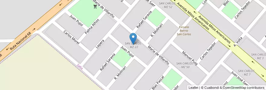 Mapa de ubicacion de SAN CARLOS - MZ 22 en 아르헨티나, Salta, Capital, Municipio De Salta, Salta.