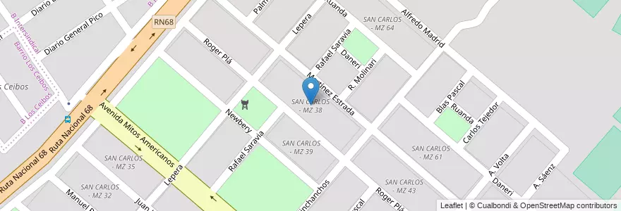 Mapa de ubicacion de SAN CARLOS - MZ 38 en الأرجنتين, Salta, Capital, Municipio De Salta, Salta.