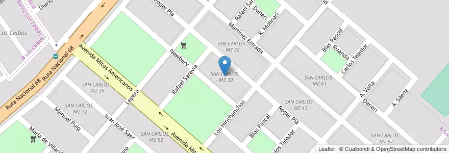 Mapa de ubicacion de SAN CARLOS - MZ 39 en アルゼンチン, サルタ州, Capital, Municipio De Salta, Salta.