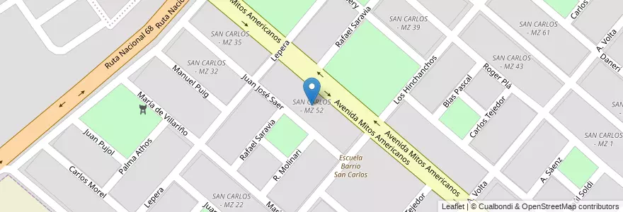 Mapa de ubicacion de SAN CARLOS - MZ 52 en アルゼンチン, サルタ州, Capital, Municipio De Salta, Salta.
