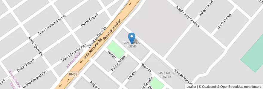 Mapa de ubicacion de SAN CARLOS - MZ 69 en アルゼンチン, サルタ州, Capital, Municipio De Salta, Salta.