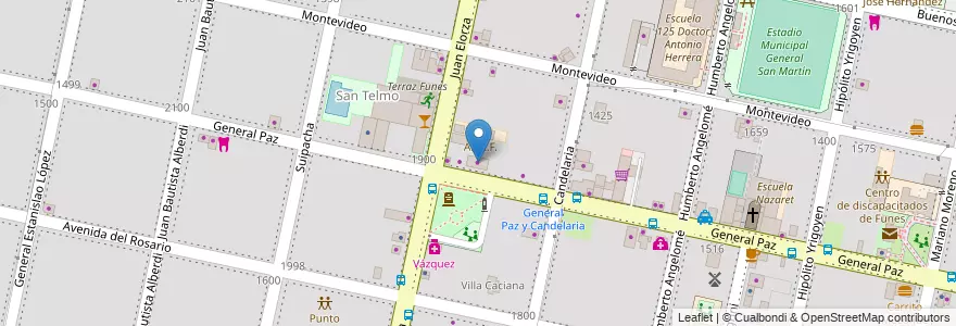 Mapa de ubicacion de San Cayetano en Argentine, Santa Fe, Departamento Rosario, Municipio De Funes, Funes.
