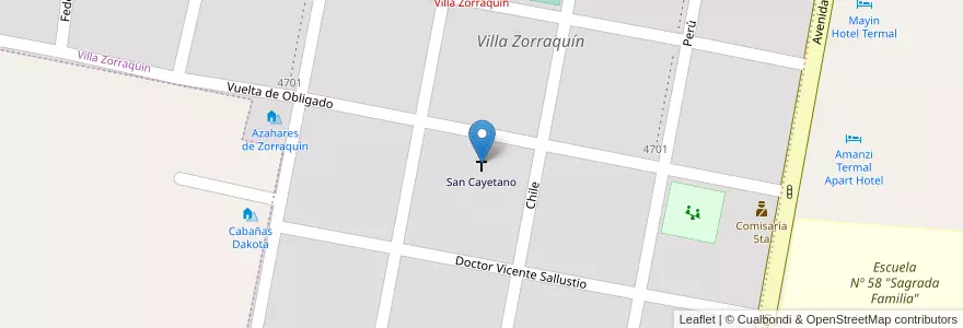 Mapa de ubicacion de San Cayetano en アルゼンチン, エントレ・リオス州, Departamento Concordia, Distrito Suburbios, Concordia.