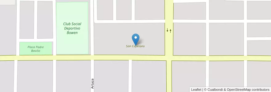 Mapa de ubicacion de San Cayetano en Arjantin, Mendoza, General Alvear, Distrito Bowen.