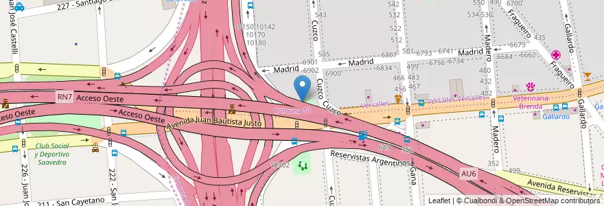 Mapa de ubicacion de San Cayetano de Liniers, Versalles en آرژانتین, Ciudad Autónoma De Buenos Aires, Buenos Aires, Comuna 10, Partido De Tres De Febrero.